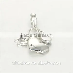 Heart Bracelet Charms European Charm Bracelet Necklace 100% Real 925 Sterling Silver S219 Aaa Cubic Zirconia thumbnail-2