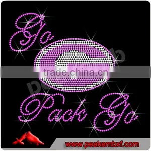 Go Pack Go Green Bay Hot Fix Transfer Iron On Motif Crystal Templates For Garment thumbnail-1