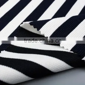 Hot Sale 2017 Viscose Polyester Spandex Yarn Dyed Stripe Ottoman Rib Knit Fabric thumbnail-3