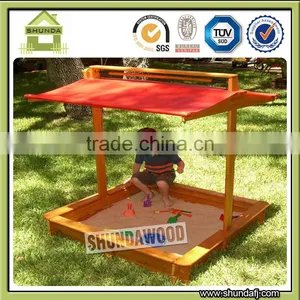 SD-SB03 Outdoor Wooden Garden SandPit Sandbox Sand Pit Box Child Play Children Sun Shade thumbnail-1