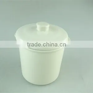 Hot Sale Samll Round White Ceramic Soup Tureen With Lid , Stock Cheap Ceramic Tureen ,3 Pcs Set With Iron Part thumbnail-4