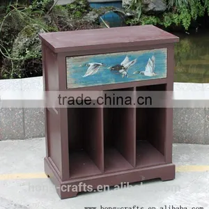 Antique Brown Wooden Cabinet With Drawer thumbnail-1