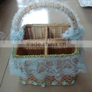 Red Wine Packing Willow Basket/box With Lovely Lace thumbnail-1