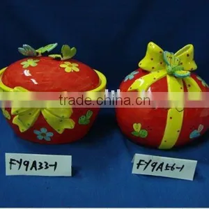 Ceramic Cookie Jar Egg Shape Hand Pianted thumbnail-1