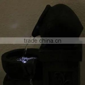 Tiered Pottery Tabletop Water Fountain With LED Lights thumbnail-4