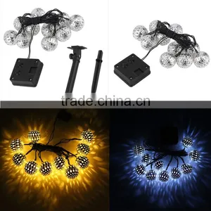 2016 New Arrival 10 LED Moroccan Ball Solar Garden String Lights Lamp for Christmas Outdoor Garden Party thumbnail-1