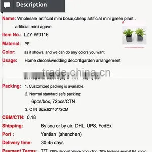 High Quality Wholesale Artificial Mini Succulents,mini Artificial Agave thumbnail-5