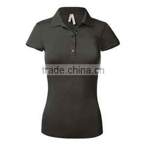 Good Quality Work Wear Design Sport Gym Clothes Heather Grey Gray Women Short Sleeve Cotton Polo Shirt Design With Combination thumbnail-5
