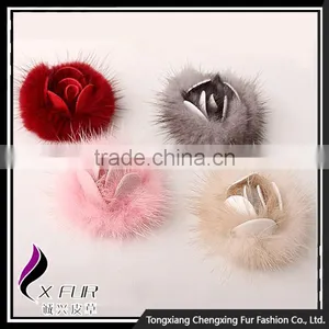 CX-A-25B Fashion Popular Genuine Mink Fur Flower Coat Brooch Pin thumbnail-2