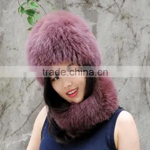 CX-C-01E High Quality New Real Fox Fur Hat and Scarf Set thumbnail-1
