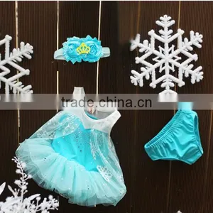 Infant Baby Girls Clothing Sets Baby Dress+hair Band+ Bloomer 3pcs Clothing thumbnail-1