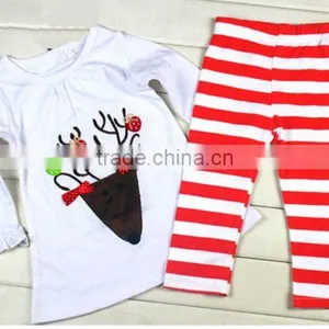 Children's Girls Xmas Outfit Deer Pattern Outfit Ruffle Kids Christmas Clothes thumbnail-5
