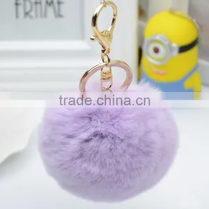 Myfur Rabbit Fur Ball Plush Fur KeyChain POM POM Keychain Tassel Pompom Car Bag Keychain thumbnail-2