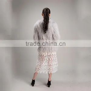 Myfur New Fashion Solid Color Luxury Knitted Raccoon Fur Coat for Women thumbnail-4