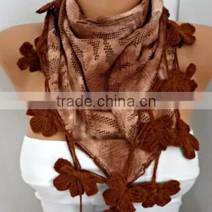 Brown Scarf Fringe Scarf Cowl Scarf by Fatwoman Best Selling Item Scarf Women Fashion Accessories Winter Accessori thumbnail-1