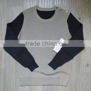 Grey/Dark Blue Color Combine Shoulder Button Design Sweater Men thumbnail-1