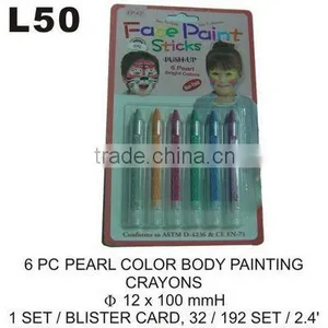 L50 6 PC PEARL COLOR BODY PAINTING CRAYONS thumbnail-1