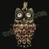 2012 Fashion Rhinestone Owl Metal Pendant Wholesale From China Beads Factory thumbnail-1