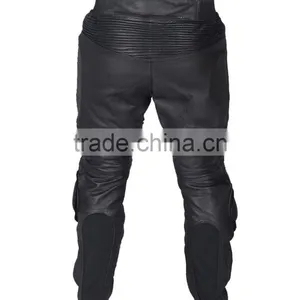 Black Motorcycle Pant/ Motorbike Leather PANT / Trousers + CE Armour to Knee & Hips thumbnail-2