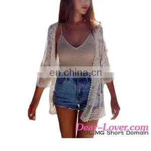 New Style Off White Sheer Rose Lace Cover Up Beach Dresses Wholesale thumbnail-3