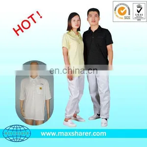 ESD 98%cotton+2%conductive Fabric Cloth for Cleanroom T Shirt Workwear thumbnail-2