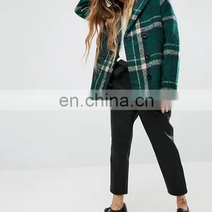 2017 New Design Hot Sale Woman's Oversized Check Coat thumbnail-2