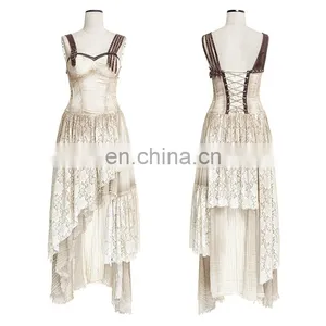 Steampunk Elastic Mesh Assymetrical Long Gown Evening Dress Q-291 thumbnail-1