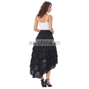 Belle Poque Ladies High-Low Hemline Design Black Amelia Steampunk Ruffled Lace Cake Skirt Popular Skirt BP000221-2 thumbnail-5