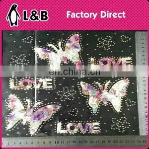 Popular Alphabet Butterfly Hot Fix Motif With Rhinestone For Garment thumbnail-4