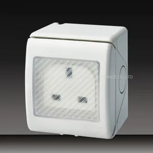 Waterproof Push Button Wall Switch Socket With Protected Cover thumbnail-2