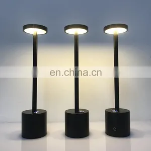 Customed Wholesale Mental Indoor LED Table Bar Lamp Decorative Cordless Usb Rechargeable Restaurant Hotel Dinner Lamp thumbnail-2