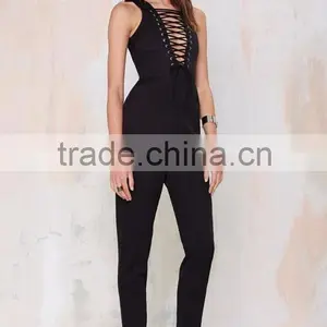 Contemporary New Coming Black Women Lace-Up Jumpsuit thumbnail-3