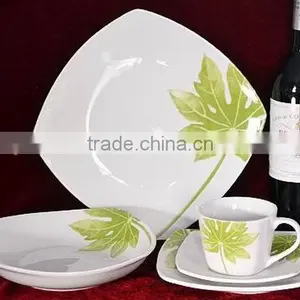 White Porcelain Square Dinner Set Of 20 Pcs With Decal thumbnail-2