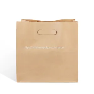 Brown Restaurant Bar Supermarket Shop Store Grocery Shopping Mall Packaging Die Cut Kraft Paper Bag thumbnail-1