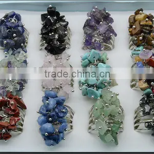 12pcs/box Chip Stone Wrap Rings thumbnail-1