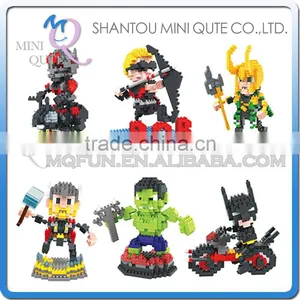 Mini Qute BOB 10 Styles Kawaii 3D Avenger Super Hero Plastic Kids Figures Diamond Building Blocks Brick Model Educational Toy thumbnail-1