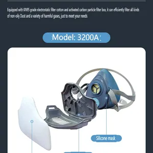 3200A Dustproof Reusable Respirator Half Face Gas Mask With Filters for Painting, Dust, Welding, Resin and Organic Vapor Gas thumbnail-3