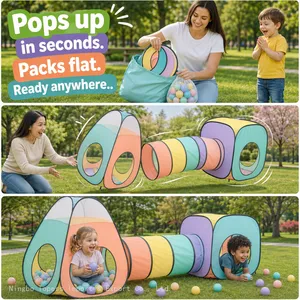 3pc Pop Up Children Play Tent : 1 Crawl Tunnel + 2 Tents : Kids Tents for Boys, Girls, Large Children Playhouse Ball Pit + Storage Case… thumbnail-4
