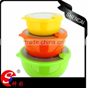 Caitang Factory Stainless Steel 3pcs Salad Bowl Set Food Serving Bowl Set With Lid thumbnail-1