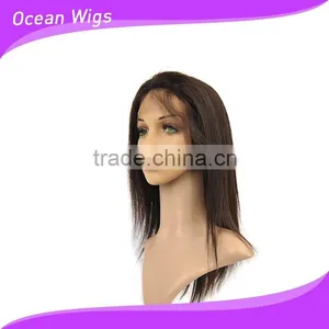 Human Hair Wig, 14", Straight, Natural Color thumbnail-1