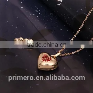 New Arrive Gold Plated Jewelry Fashion Cute Pretty Heart Necklace Earring Set TOP Quality thumbnail-6