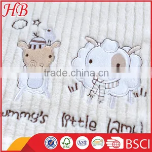 Plain Dyed Embroidered Coral Fleece Baby Blanket thumbnail-5