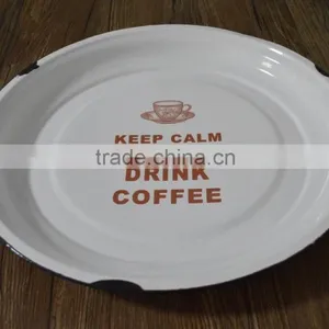 Round Big Enamel Serving Tea Tray thumbnail-1