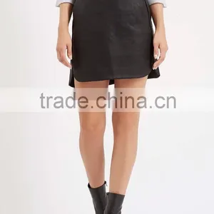 Cut Curved Hem Pelmet PU Skirt thumbnail-2