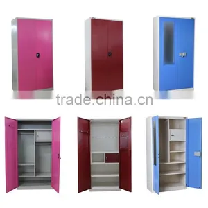 Modern Steel Bedroom Furniture Metal Cloth Storage 2 Door Wardrobe thumbnail-6