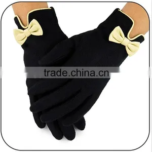 Elegant Knitted Bowknot Handmade Cheap Sheep Black Wool Glove thumbnail-1