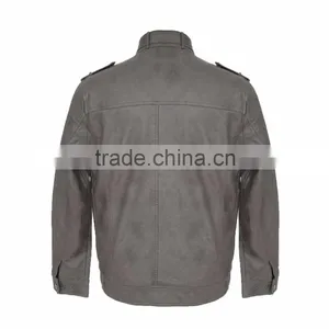 2016 New European Style Clothing Cheap Men PU Leather Jacket thumbnail-3