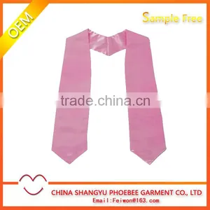 Hot Sell Shiny Pink Satin Plain Graduation Stoles thumbnail-1