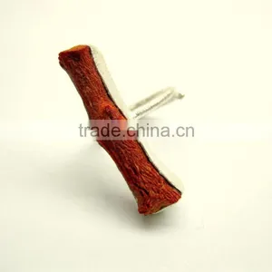 Coral Raw Natural Gemstones Ring, Matt Finish Adjustable Rings, 925 Solid Sterling Silver Coral Rings thumbnail-1