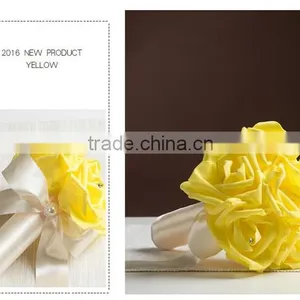 Crystal Pearls Posy Bridal Brooch Wedding Bouquet Silk Rose Handmade Flowers thumbnail-6